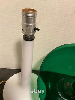 Vtg Gilbert Softlite 70s Acrylic Mushroom Lamp White Base Green Shade