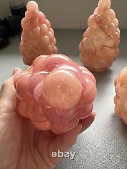 Vtg. Glass Grape Cluster Pink Marble Bulb Covers Lamp Shade Set Of 5