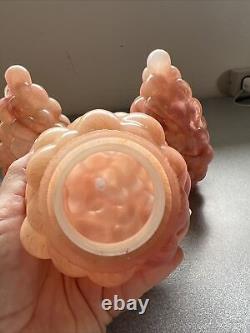Vtg. Glass Grape Cluster Pink Marble Bulb Covers Lamp Shade Set Of 5