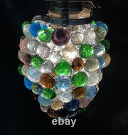 Vtg Glass Grapes Lamp SHADE Beads Marbles Pendant Bridge Boudoir Blue Green 1.5