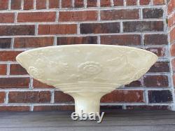 Vtg Glass Torchiere Lamp Shade Art Deco Floral Ivory Cream Nu Gold Iridescent