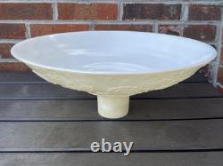 Vtg Glass Torchiere Lamp Shade Art Deco Floral Ivory Cream Nu Gold Iridescent