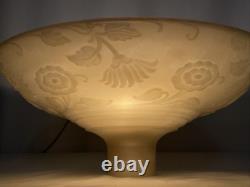 Vtg Glass Torchiere Lamp Shade Art Deco Floral Ivory Cream Nu Gold Iridescent