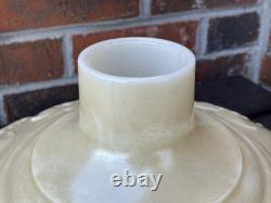 Vtg Glass Torchiere Lamp Shade Art Deco Floral Ivory Cream Nu Gold Iridescent