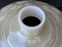 Vtg Glass Torchiere Lamp Shade Art Deco Floral Ivory Cream Nu Gold Iridescent