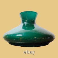 Vtg Green Cased Glass Student Tam O Shanter Aladdin Oil Lamp Shade 9.5 Fitter