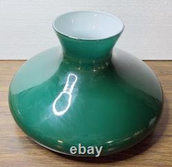 Vtg Green Cased Glass Student Tam O Shanter Aladdin Oil Lamp Shade 9.5 Fitter