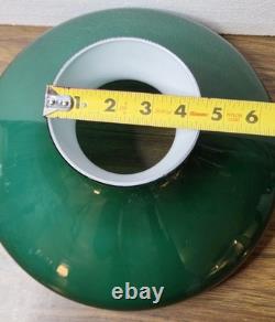 Vtg Green Cased Glass Student Tam O Shanter Aladdin Oil Lamp Shade 9.5 Fitter