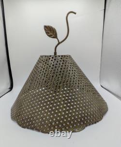 Vtg Hand Crafted Pierced Metal Lamp Shade Stainless Steel Antique Gold 8 Rustic
