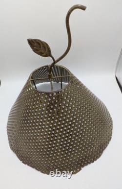 Vtg Hand Crafted Pierced Metal Lamp Shade Stainless Steel Antique Gold 8 Rustic