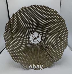 Vtg Hand Crafted Pierced Metal Lamp Shade Stainless Steel Antique Gold 8 Rustic