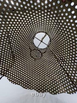 Vtg Hand Crafted Pierced Metal Lamp Shade Stainless Steel Antique Gold 8 Rustic