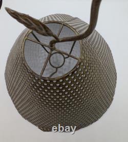 Vtg Hand Crafted Pierced Metal Lamp Shade Stainless Steel Antique Gold 8 Rustic