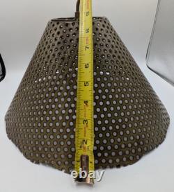 Vtg Hand Crafted Pierced Metal Lamp Shade Stainless Steel Antique Gold 8 Rustic