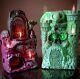 Vtg He-man Castle Grayskull Snake Mountain Halloween Folk Art Lamps Lights Video