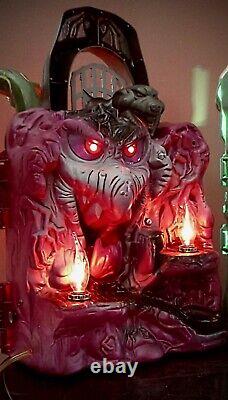 Vtg He-Man Castle Grayskull Snake Mountain Halloween Folk Art Lamps Lights VIDEO