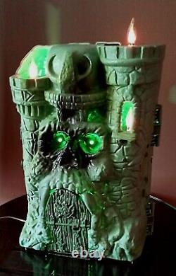 Vtg He-Man Castle Grayskull Snake Mountain Halloween Folk Art Lamps Lights VIDEO