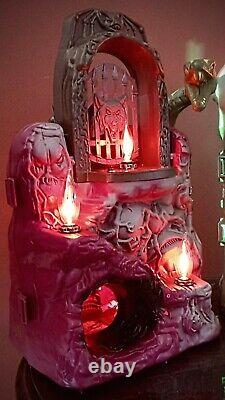 Vtg He-Man Castle Grayskull Snake Mountain Halloween Folk Art Lamps Lights VIDEO