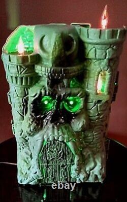 Vtg He-Man Castle Grayskull Snake Mountain Halloween Folk Art Lamps Lights VIDEO