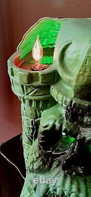 Vtg He-Man Castle Grayskull Snake Mountain Halloween Folk Art Lamps Lights VIDEO