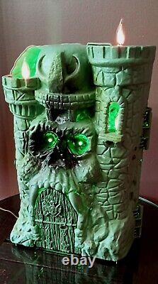 Vtg He-Man Castle Grayskull Snake Mountain Halloween Folk Art Lamps Lights VIDEO