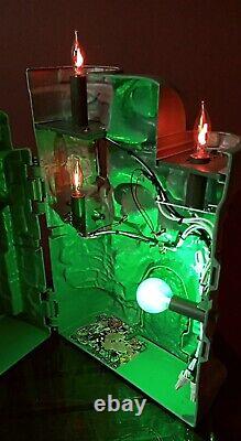 Vtg He-Man Castle Grayskull Snake Mountain Halloween Folk Art Lamps Lights VIDEO