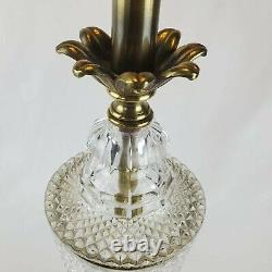Vtg Hollywood Regency Torchiere Table Lamp Crystal Diffuser Gerard Silk Shade