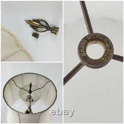 Vtg Hollywood Regency Torchiere Table Lamp Crystal Diffuser Gerard Silk Shade