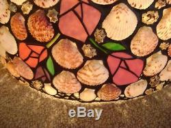 Vtg Hoosin Lampshade Pendant Table Tiffany Seashell Coquillage Stained Glass