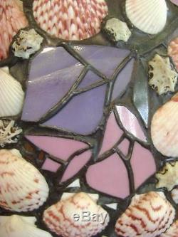 Vtg Hoosin Lampshade Pendant Table Tiffany Seashell Coquillage Stained Glass
