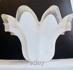 Vtg Huge Murano Glass Cased White to Clear Blown Lamp Shade Pendant Table Floor