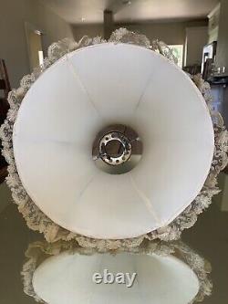 Vtg Ivory Embroidered Netting Lamp Shade Victorian Shabby Chic Cottage Core