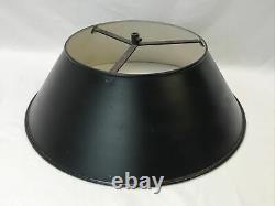 Vtg Large 18 Toleware Floor Lamp Shade Bouillotte Farmhouse Library Black Metal