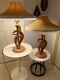 Vtg Lighthouse Lamp Co. Heifetz Pair Scuptural Table Lamps Mid Century + Shades