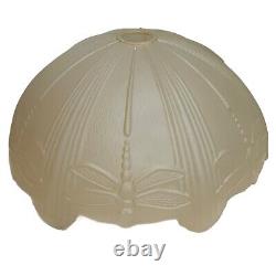 Vtg MCM Dragonfly Glass Shade Lamp Pendant Champagne Gold Dome Mid Century USA