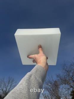 Vtg MCM Flush Mount Ceiling Light White Glass LARGE SQAURE Old Label- READY
