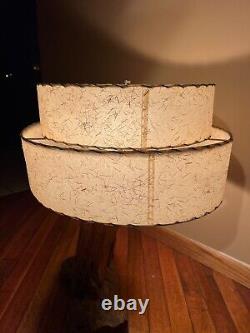 Vtg MCM Lamp Shade Retro Atomic 40s 1950 60s 2 Tier Fiberglass Mid Mod