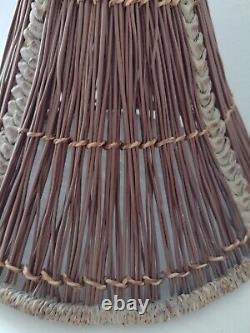 Vtg MCM Maitland Smith Woven Wicker Rattan Braided Boho Coastal Lamp Shades Se