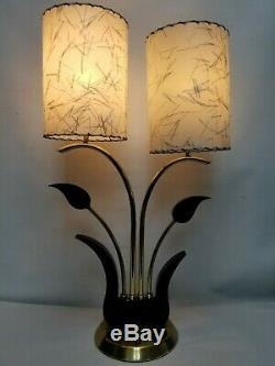 Vtg MCM Mid Century Fiberglass Lucite Shade 2 Light Table Lamp Rare 1960's 3 Way
