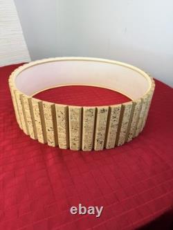 Vtg MCM Slatted Natural Cork Drum Lampshade 14 1970s Scandinavian Original Art