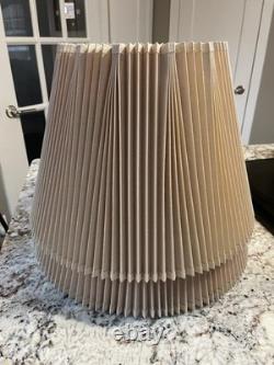 Vtg MCM Stiffel Lamp Shade Stiff Accordion Stiffel Brass Pleated11-1/2 Set 2