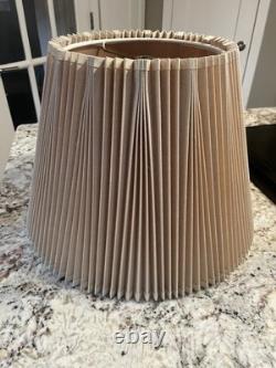 Vtg MCM Stiffel Lamp Shade Stiff Accordion Stiffel Brass Pleated11-1/2 Set 2