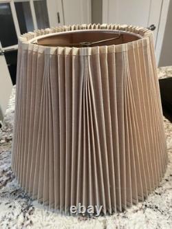 Vtg MCM Stiffel Lamp Shade Stiff Accordion Stiffel Brass Pleated11-1/2 Set 2