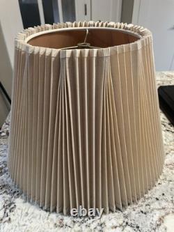 Vtg MCM Stiffel Lamp Shade Stiff Accordion Stiffel Brass Pleated11-1/2 Set 2
