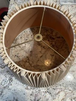 Vtg MCM Stiffel Lamp Shade Stiff Accordion Stiffel Brass Pleated11-1/2 Set 2
