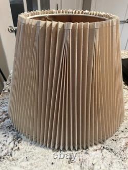 Vtg MCM Stiffel Lamp Shade Stiff Accordion Stiffel Brass Pleated11-1/2 Set 2