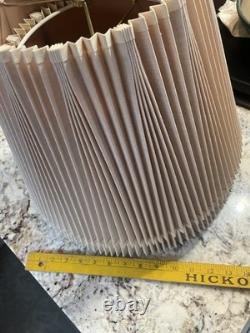 Vtg MCM Stiffel Lamp Shade Stiff Accordion Stiffel Brass Pleated11-1/2 Set 2