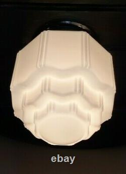 Vtg MINI Art Deco Milk Glass Skyscraper Cake Tiered Ceiling Mount Light Fixture