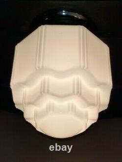 Vtg MINI Art Deco Milk Glass Skyscraper Cake Tiered Ceiling Mount Light Fixture