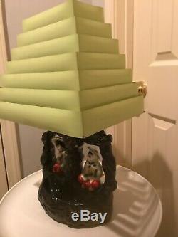 Vtg Mid Century Ceramic Asian Style Lamp With Venetian Lampshade New Wiring